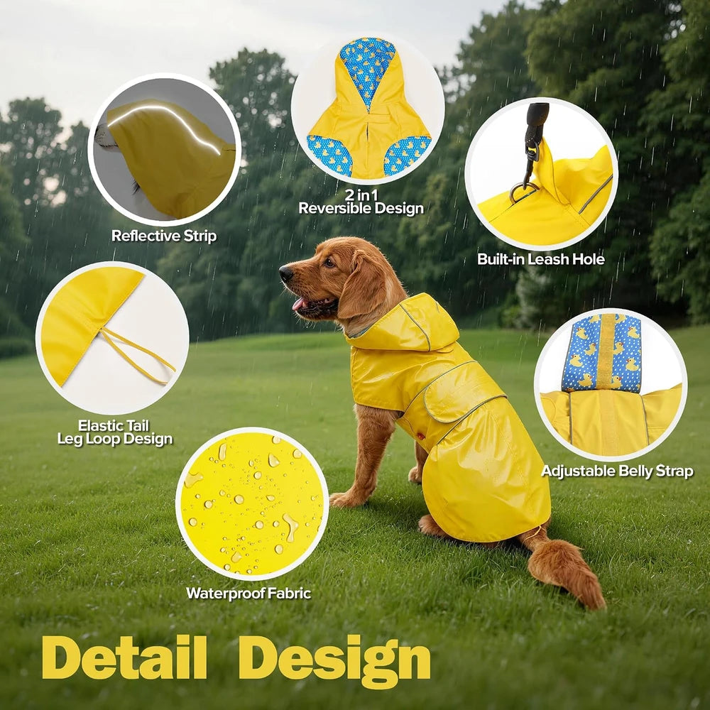 Waterproof Reversible Dog Raincoat