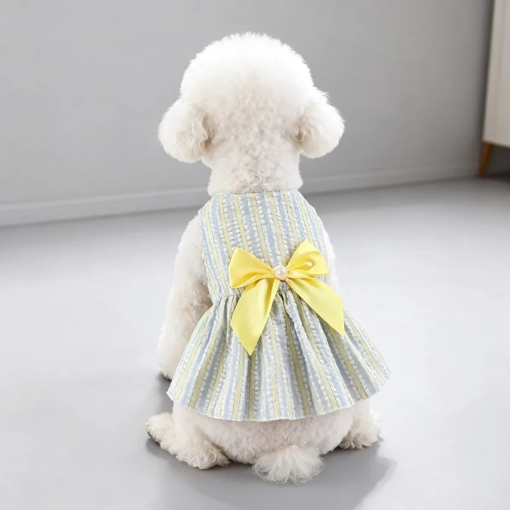 Striped Bow Pet Princess Dress