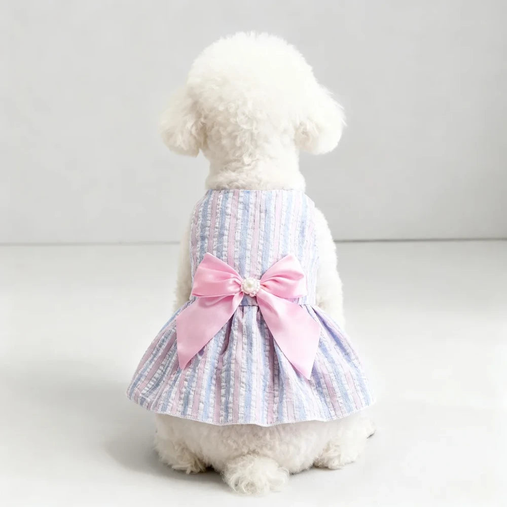 Striped Bow Pet Princess Dress
